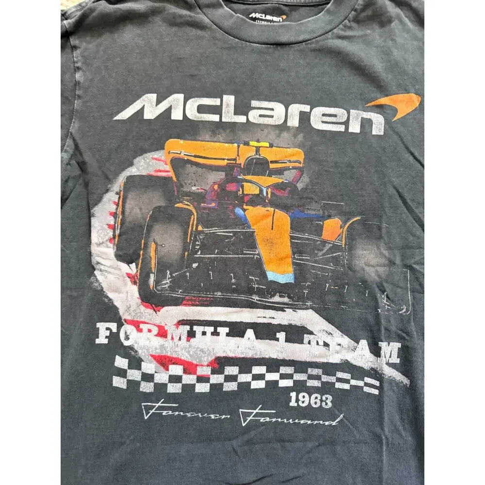McLaren Formula 1 Team Graphic T-Shirt XS Washed Black Racing Tee Distressed
